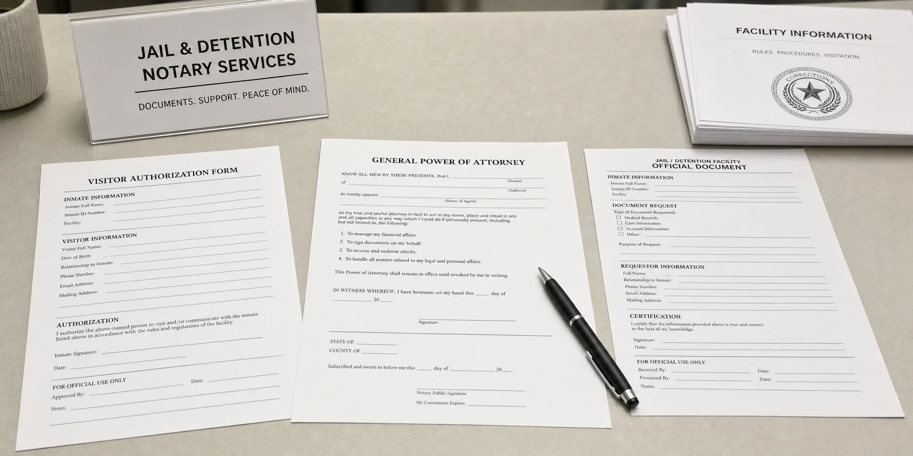 Jail and detention center notary pricing
